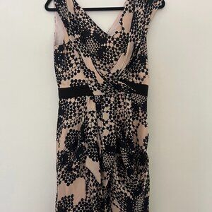 Tibi 100% Silk Pale Pink & Black Size US 4 Knee Length Filigree Print RRP $368